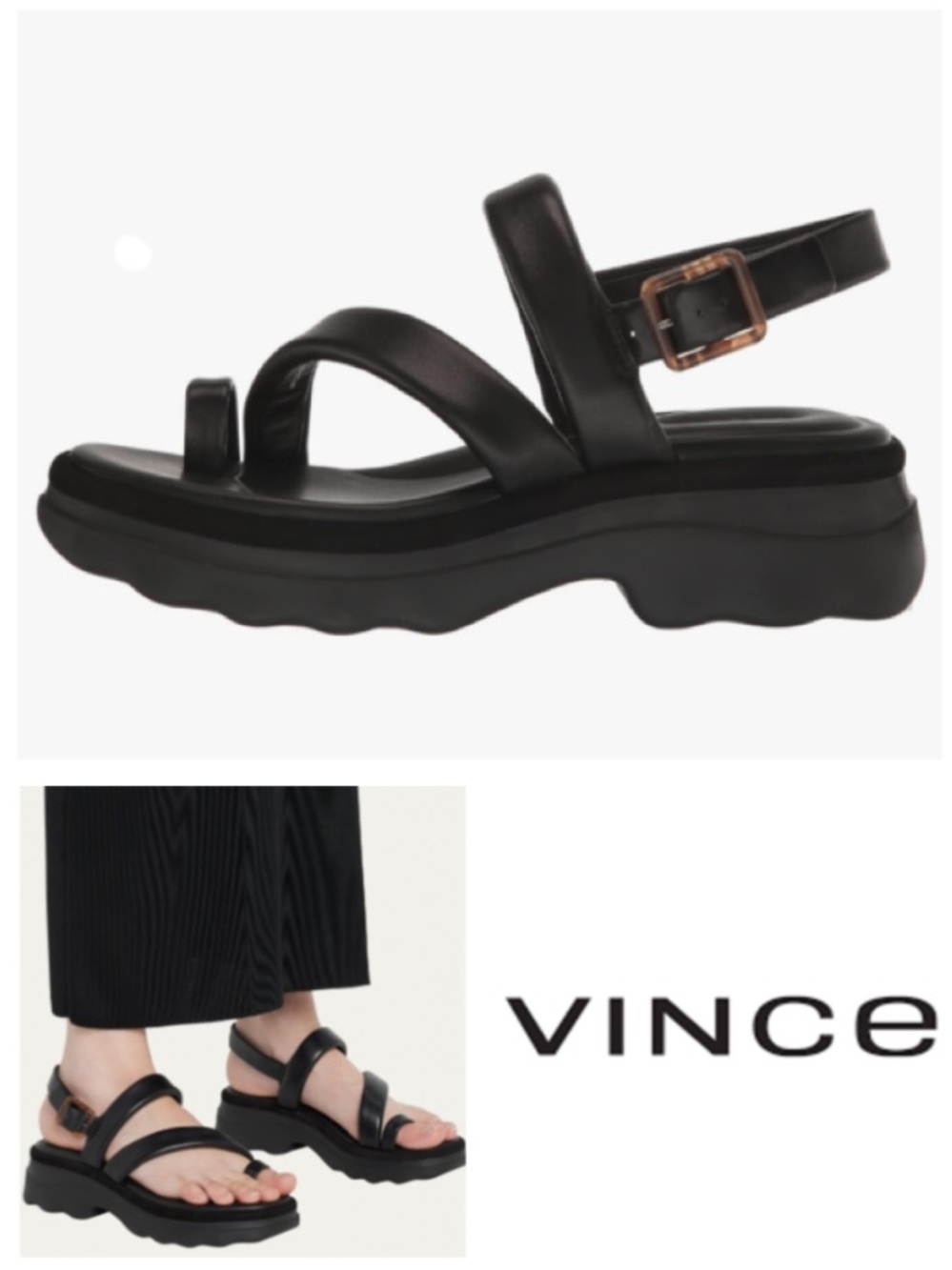 Vince Santa Cruz leather sandal in black (6)